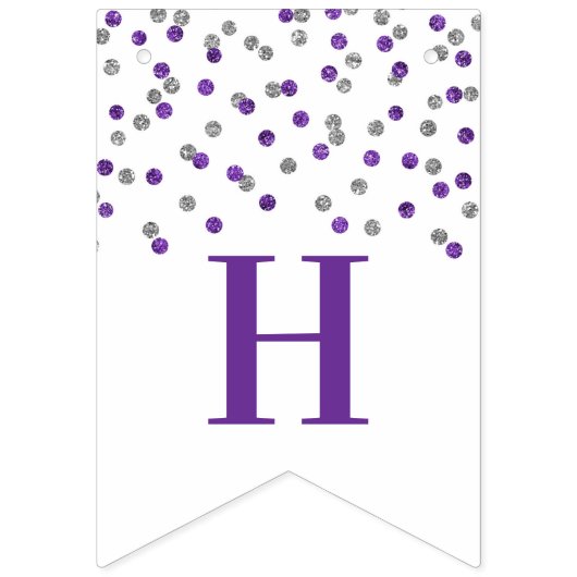 Happy 40th Birthday Banner Paars Silver Confetti (Eerste vlag)