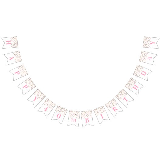Happy 40th Birthday Banner Pink Gold Confetti (Alle)