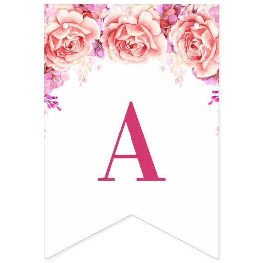 Happy 40th Birthday Banner Pink Waterverf Flowers (Tweede vlag)