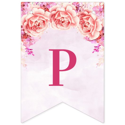 Happy 40th Birthday Banner Pink Waterverf Flowers (Derde vlag)