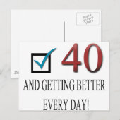 Happy 40th Birthday Briefkaart (Voorkant / Achterkant)