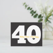 Happy 40th Birthday Briefkaarten - Zwart en Geel (Staand voorkant)