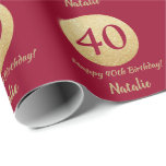 Happy 40th Birthday Burgundy Red en Gold Glitter Cadeaupapier<br><div class="desc">Fijne 40ste verjaardag Burgundy Red en Gold Glitter Wrapping Paper met persoonlijke naam. Voor verdere aanpassing,  te klikken gelieve de knoop "van de Aanpassing het"en ons ontwerphulpmiddel te gebruiken om deze sjabloon te wijzigen.</div>