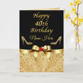 Happy 40th Birthday Card voor haar in 3 grootten Kaart (Gele Bloem)