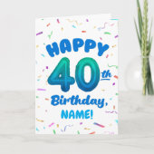 Happy 40th Birthday Card with Custom Name Kaart (Voorkant)