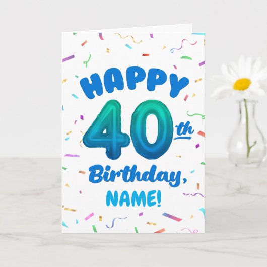 Happy 40th Birthday Card with Custom Name Kaart (Kleine Plant)