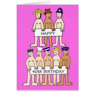 Happy 40th Birthday Cartoon Mannen met banners