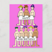 Happy 40th Birthday Cartoon Mannen met banners Briefkaart (Voorkant)