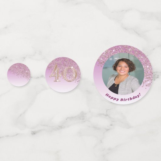 Happy 40th Birthday Chic Falling Roos Gold Glitter Confetti (Voorkanten)