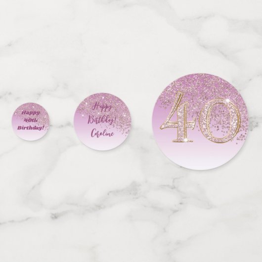 Happy 40th Birthday Chic Falling Roos Gold Glitter Confetti (Achterkanten)