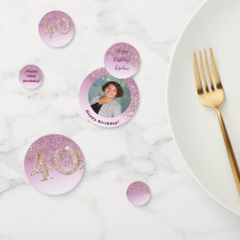 Happy 40th Birthday Chic Falling Roos Gold Glitter Confetti