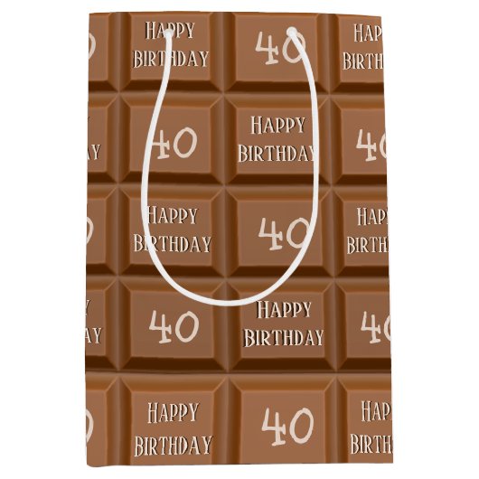 Happy 40th Birthday Chocolate Snoep Bar Medium Cadeauzakje (Voorkant)