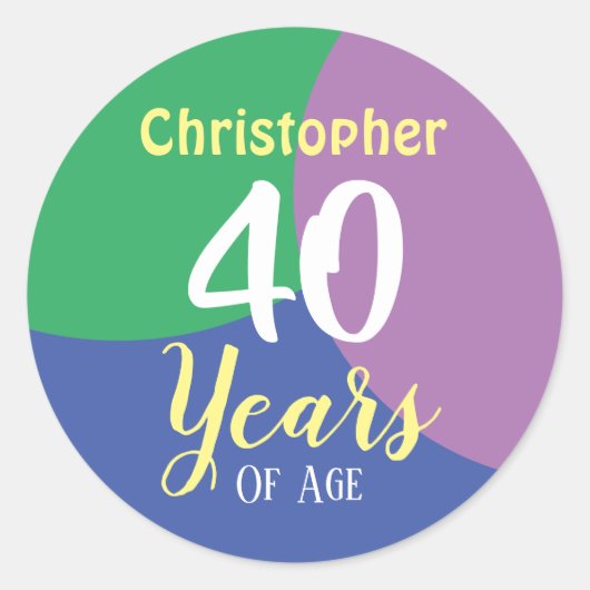 Happy 40th Birthday Classic Round Sticker (Voorkant)