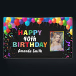 Happy 40th Birthday Colorful Balloons Confetti Spandoek<br><div class="desc">Fijne 40ste verjaardag Colorful Balloons Confetti Photo Banner. Klik voor verdere aanpassingen op de knop "Aanpassen" en gebruik onze ontwerptool om deze sjabloon te wijzigen.</div>
