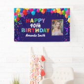 Happy 40th Birthday Colorful Balloons Navy Blue Spandoek (Insitu)