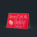 Happy 40th Birthday Decorative Script Name Red Kaart<br><div class="desc">A.decoratief typografisch ontwerp om Happy 40th Birthday begroetings te verzenden. Het manuscript is in schaduwen van lila en citroen, en de leeftijd is in een coördinerend lettertype in zacht lila, samen met de naam van uw ontvanger, op een rode achtergrond. U kunt het bericht binnen in uw eigen groet veranderen...</div>