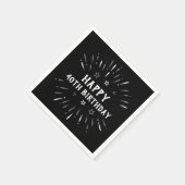 Happy 40th Birthday Fireworks Black White Grey Servet (Hoek)