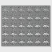 Happy 40th Birthday Fireworks Grey Black White Cadeaupapier (Vlak)