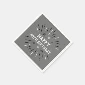 Happy 40th Birthday Fireworks Grey Black White Servet (Hoek)