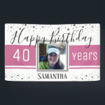 Happy 40th Birthday Fun Bold Confetti Spandoek<br><div class="desc">Eenvoudige en elegante Happy Birthday,  aangepast jaar en persoonlijke naam. Fun faux foil Silver confetti op de boven- en onderkant van de banner. Mooie en moderne,  gestileerde feestbanner is geweldig voor elk verjaardagsfeest.</div>