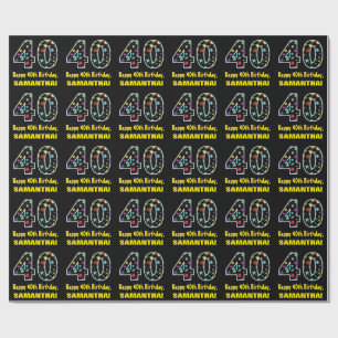 Happy 40th Birthday, Fun Colorful Stars Pattern 40 Cadeaupapier