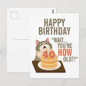 Happy 40th Birthday Funny Cat Humor Retro Joke Briefkaart (Voorkant / Achterkant)