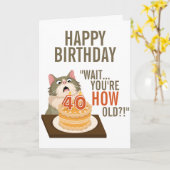 Happy 40th Birthday Funny Cat Humor Retro Joke Kaart (Gele Bloem)