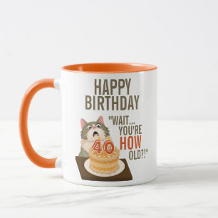 Happy 40th Birthday Funny Cat Humor Retro Joke Mok