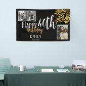 Happy 40th Birthday Gold Foliage 3 Photo Backdrop Spandoek (Beurs)