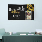 Happy 40th Birthday Gold Foliage Photo Backdrop Spandoek (Beurs)