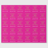 Happy 40th Birthday Gold Glitter en Hot Pink Cadeaupapier (Vlak)