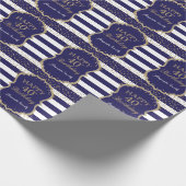 Happy 40th Birthday Gold Glitter en Navy Blue Cadeaupapier (Hoek)