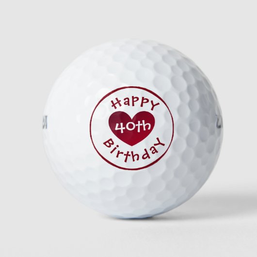 Happy 40th Birthday golfballen van dalDesignNZ (Voorkant)