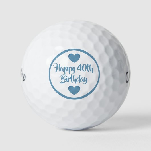 Happy 40th Birthday golfballen van dalDesignNZ (Voorkant)
