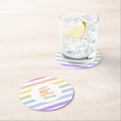 Happy 40th Birthday in Rainbow Stripes Ronde Kartonnen Onderzetter (Insitu)
