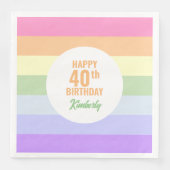 Happy 40th Birthday in Rainbow Stripes Servet (Voorkant)