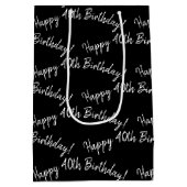 Happy 40th Birthday in zwart Medium Cadeauzakje (Achterkant)