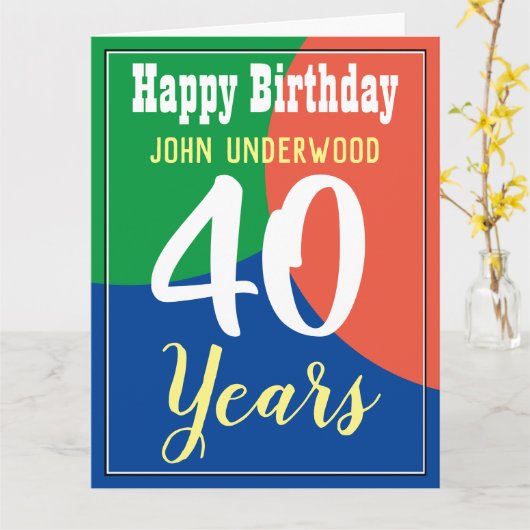 Happy 40th Birthday Kaart (Gele Bloem)