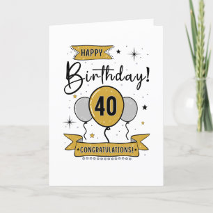 Happy 40th Birthday Kaart in goud