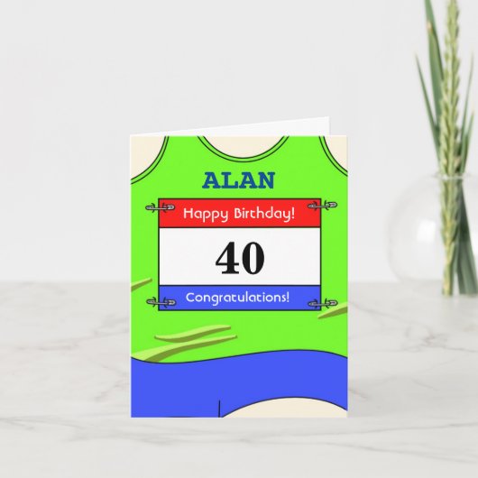 Happy 40th Birthday-kaart voor een runner Kaart (Voorkant)