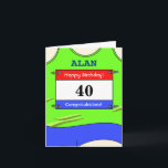 Happy 40th Birthday-kaart voor een runner Kaart<br><div class="desc">Stuur de 40e verjaardag naar die speciale loper, ongeacht de afstand die ze afleggen, marathons, halve marathons, 10 mijl, 10 km of 5 km afstanden of springen! Of verander gewoon de berichten voor iemand die zijn favoriete kleur groen is! Het lopende vest met zijn rassenaantal staat voor een waaier van...</div>