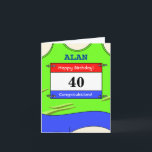 Happy 40th Birthday-kaart voor een runner Kaart<br><div class="desc">Stuur de 40e verjaardag naar die speciale loper, ongeacht de afstand die ze afleggen, marathons, halve marathons, 10 mijl, 10 km of 5 km afstanden of springen! Of verander gewoon de berichten voor iemand die zijn favoriete kleur groen is! Het lopende vest met zijn rassenaantal staat voor een waaier van...</div>