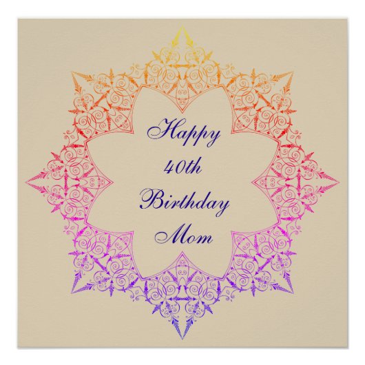 Happy 40th Birthday Mam Perfect Poster (Voorkant)