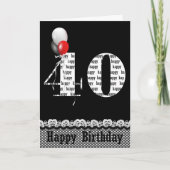 Happy 40th Birthday met Gingham Border Kaart (Voorkant)