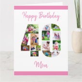 Happy 40th Birthday Number 40 Photo Collage Large Kaart (Voorkant)