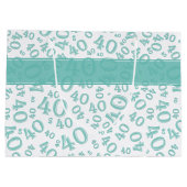 Happy 40th Birthday Number Pattern Blauwgroen en W Groot Cadeauzakje (Achterkant)
