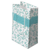 Happy 40th Birthday Number Pattern Blauwgroen/Whit Klein Cadeauzakje (Achterkant Gekanteld)