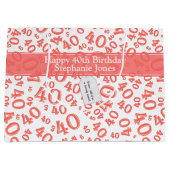 Happy 40th Birthday Number Pattern Cora/White 40 Groot Cadeauzakje (Voorkant)