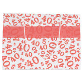 Happy 40th Birthday Number Pattern Cora/White 40 Groot Cadeauzakje (Achterkant)
