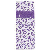 Happy 40th Birthday Number Pattern Cora/White 40 Wijn Cadeautas (Achterkant)